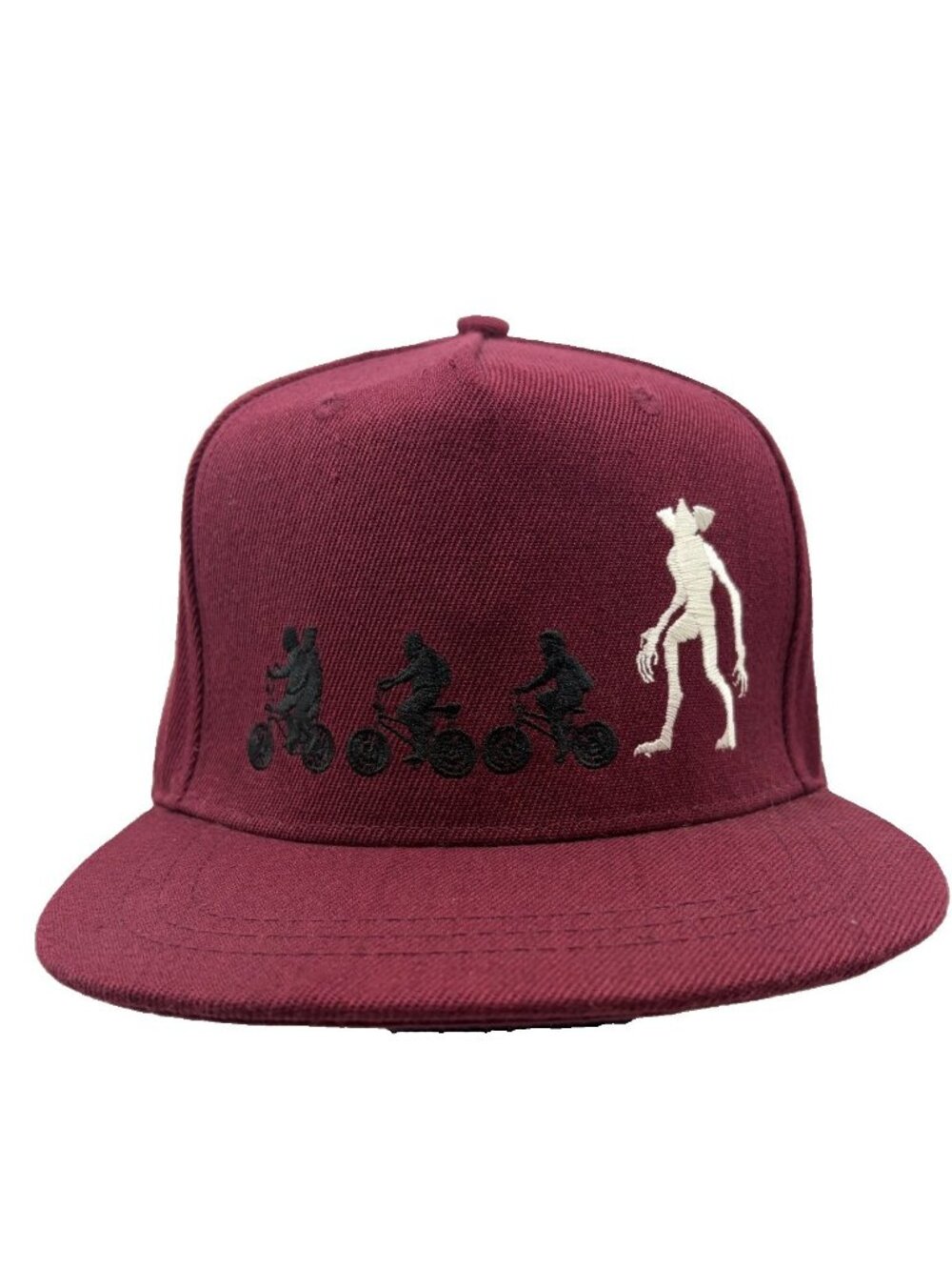 Stranger Things Snapback Hat Cap The Upside Down Demogorgan Bikes Red Maroon